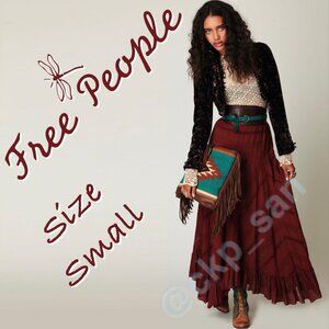 Rare Free People Solid Pieced Maxi Skirt Sz S